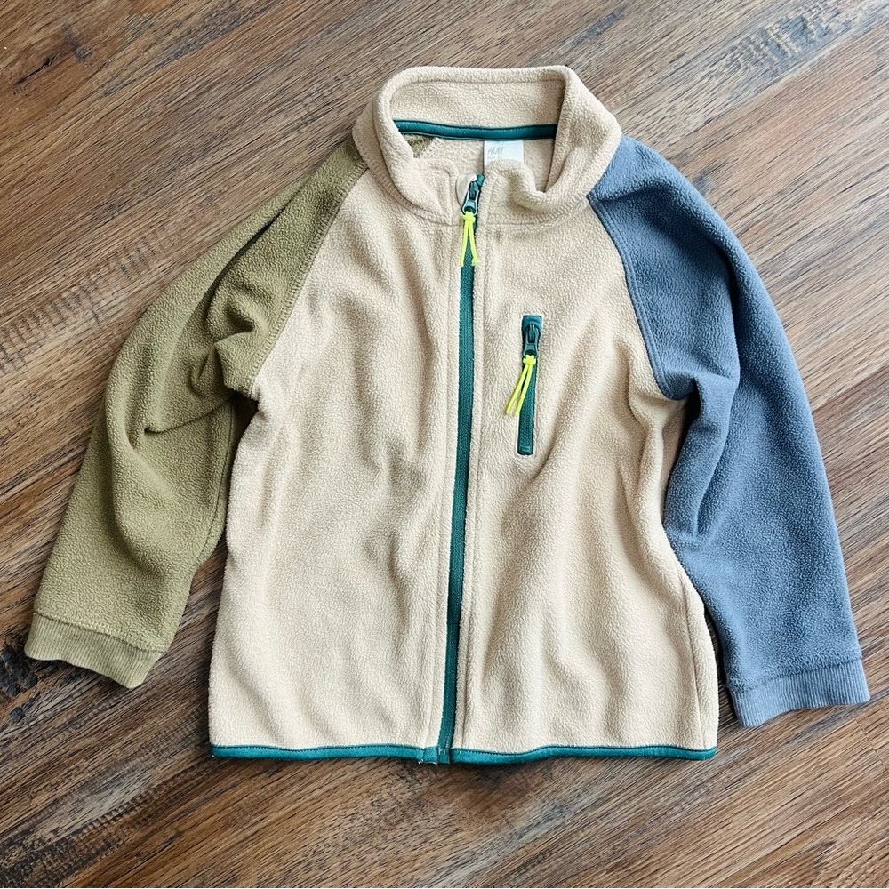 H&M Toddler Fleece Jacket Beige / Color-block 2T